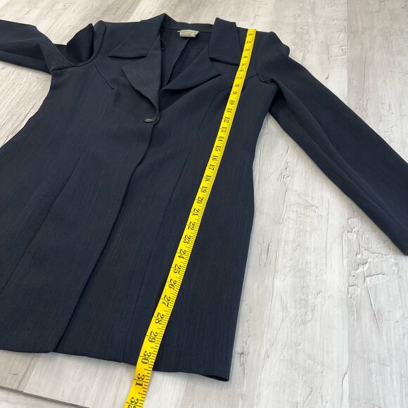 Vintage Fashion Bug Navy One Button Long Sleeve Collared Long Blazer 9 Juniors - Picture 10 of 10